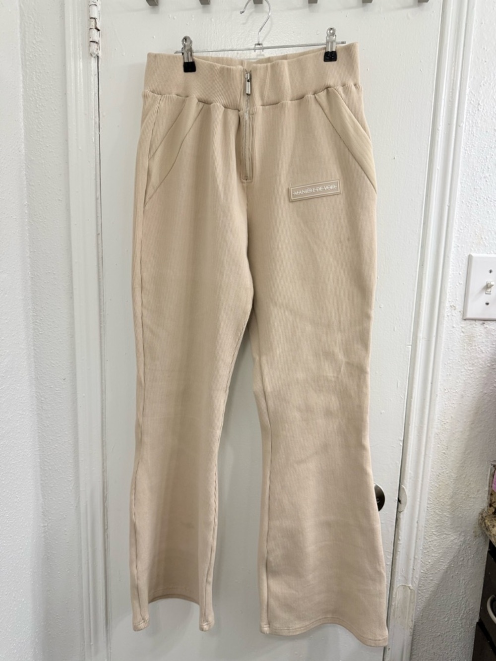 Manière de Voir ribbed knit flare pants are a high-rise style size 16